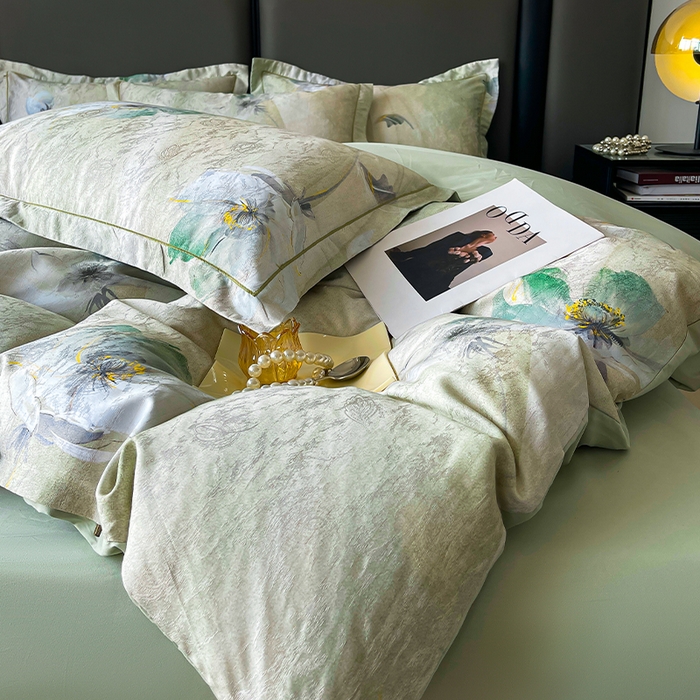 91家纺网 家纺一手货源 找家纺 帛美家纺 2026新款天丝棉提花四件套 遇见