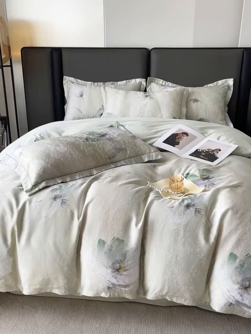 91家纺网 家纺一手货源 找家纺 帛美家纺 2026新款天丝棉提花四件套 遇见