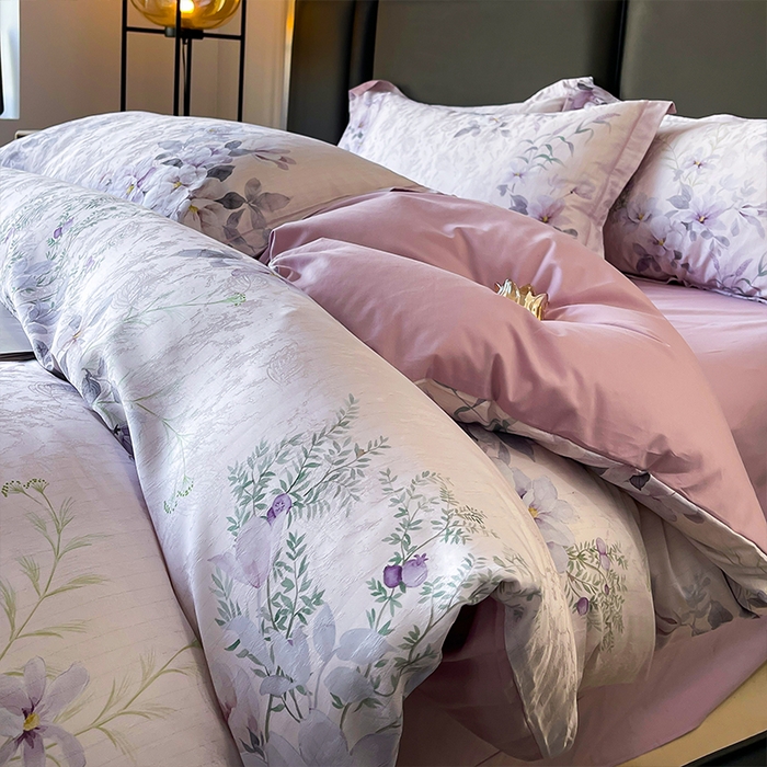 91家纺网 家纺一手货源 找家纺 帛美家纺 2026新款天丝棉提花四件套 花雅