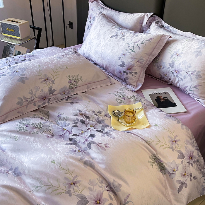 帛美家纺 2026新款天丝棉提花四件套 花雅