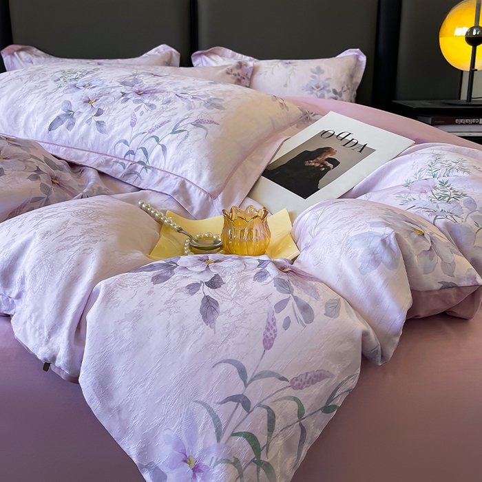 91家纺网 家纺一手货源 找家纺 帛美家纺 2026新款天丝棉提花四件套 花雅