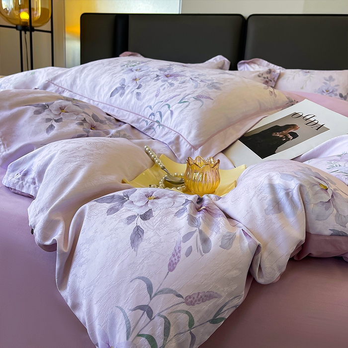 91家纺网 家纺一手货源 找家纺 帛美家纺 2026新款天丝棉提花四件套 花雅