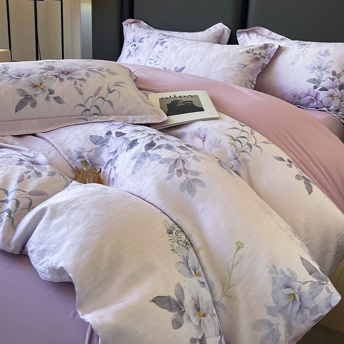 91家纺网 家纺一手货源 找家纺 帛美家纺 2026新款天丝棉提花四件套 花雅