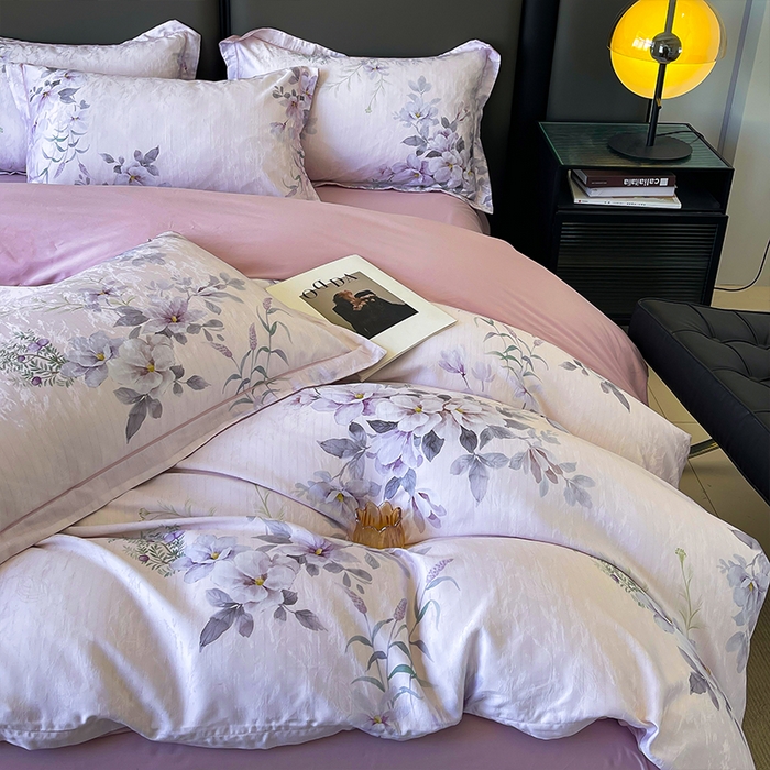 91家纺网 家纺一手货源 找家纺 帛美家纺 2026新款天丝棉提花四件套 花雅