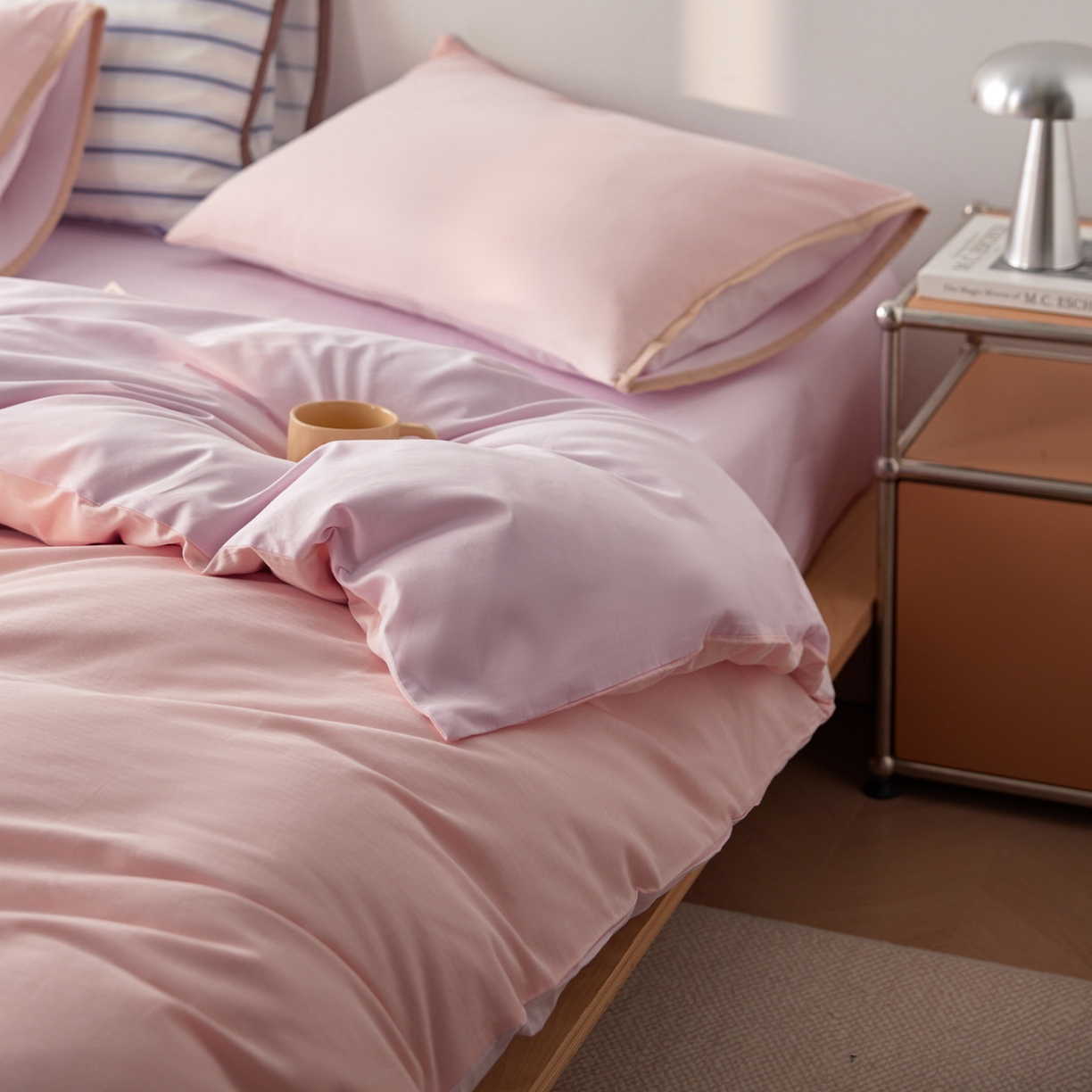 91家纺网 家纺一手货源 找家纺 （总）佳汐蓝家纺 2026新款春夏人字纹小提花拼色系列四件套