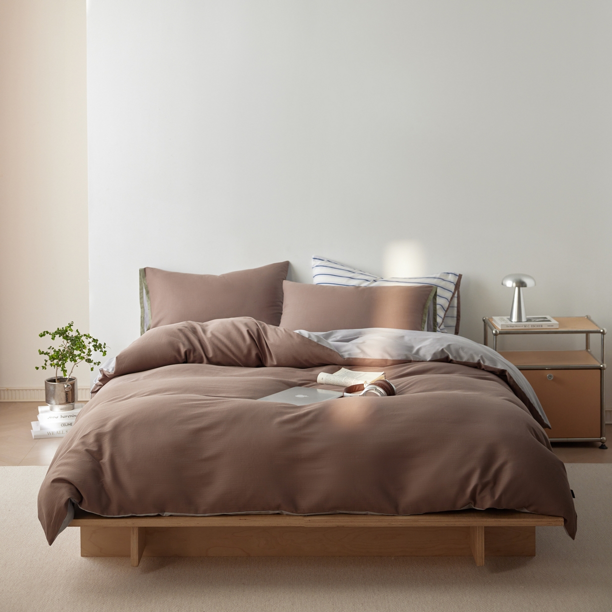 91家纺网 家纺一手货源 找家纺 （总）佳汐蓝家纺 2026新款春夏人字纹小提花拼色系列四件套