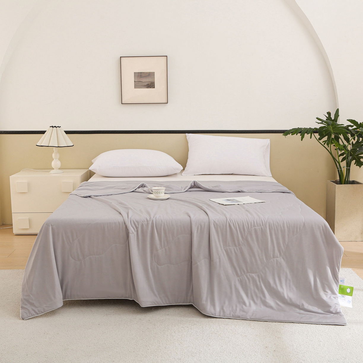 91家纺网 家纺一手货源 找家纺 亚龙工厂店 2026新款跨境直播热款A类冰淇淋冰皮小凉被被子被芯 灰色