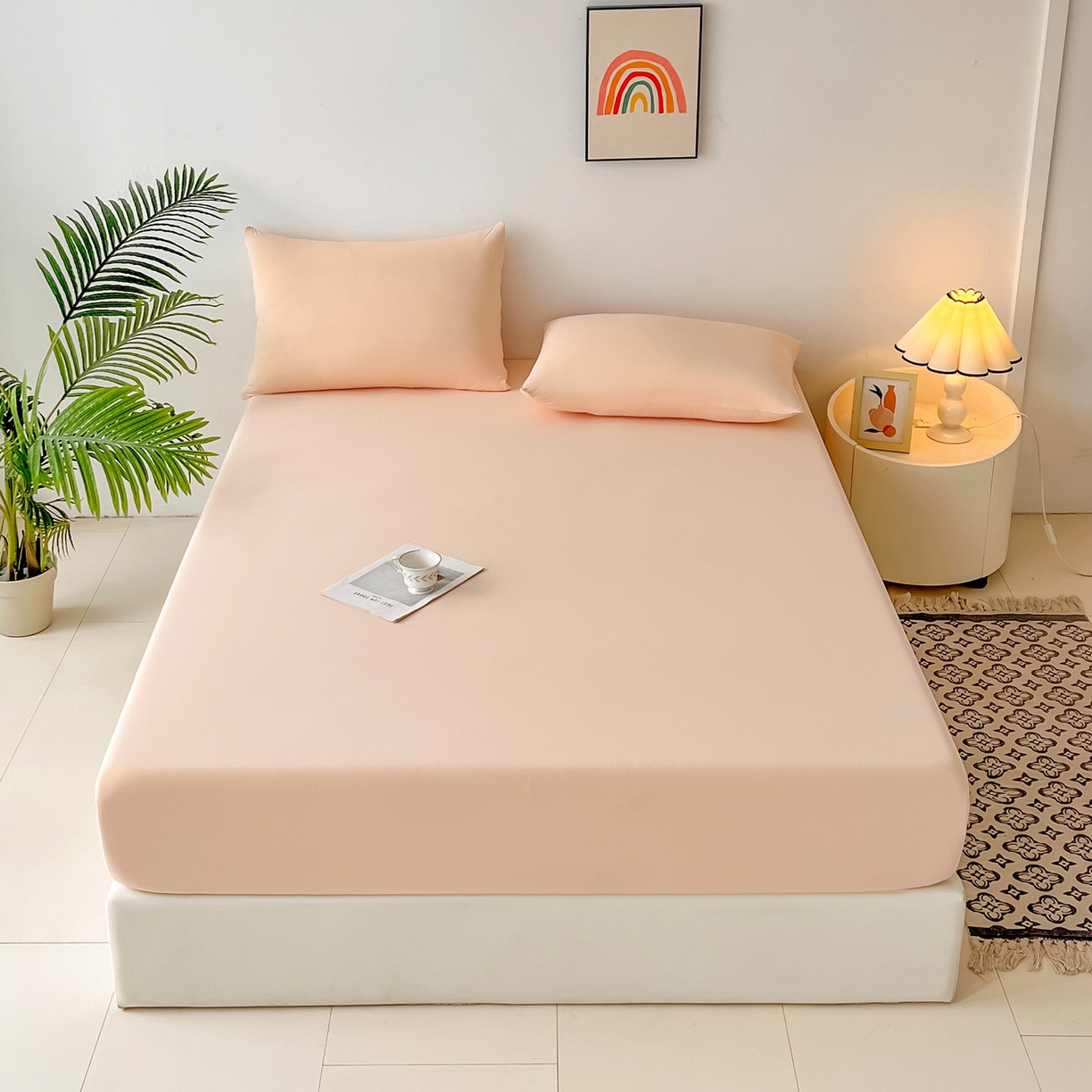 91家纺网 家纺一手货源 找家纺 亚龙工厂店 2026新款跨境热款云母冰丝席床笠三件套 玉色