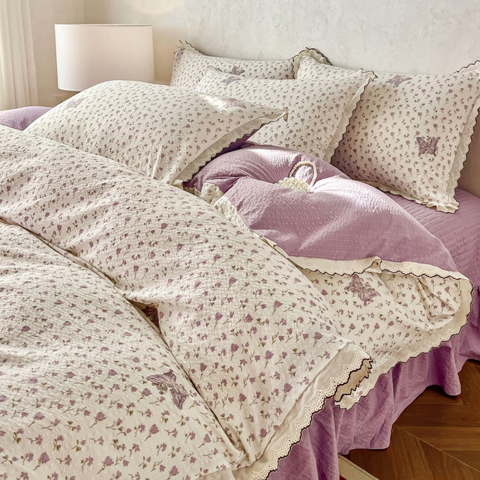 91家纺网 家纺一手货源 找家纺 梦可莱家居 2026新款云朵泡芙棉床盖四件套 蝴蝶梦