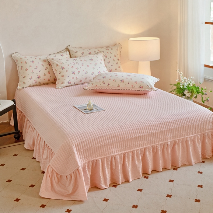 91家纺网 家纺一手货源 找家纺 梦可莱家居 2026新款云朵泡芙棉床盖四件套 花絮猫咪