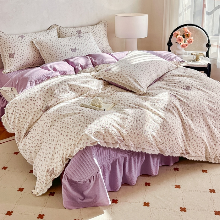 91家纺网 家纺一手货源 找家纺 梦可莱家居 2026新款云朵泡芙棉床盖四件套 蝴蝶梦