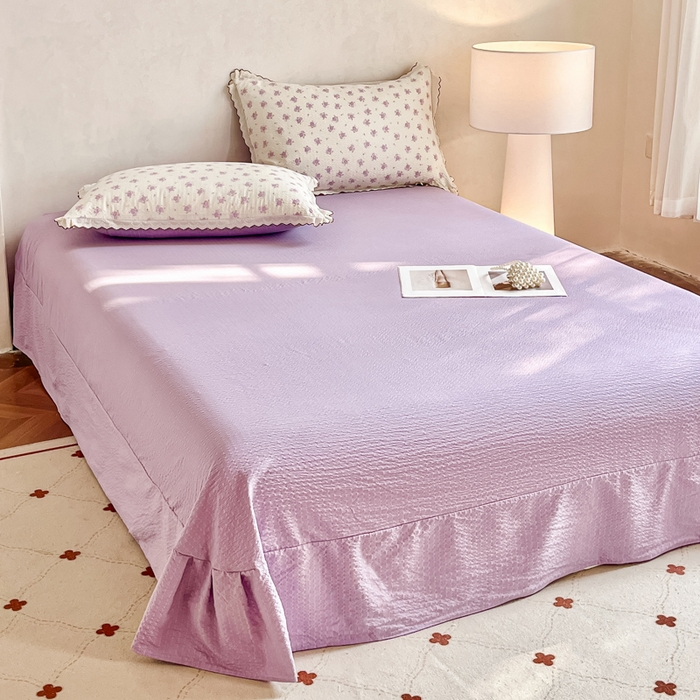 91家纺网 家纺一手货源 找家纺 梦可莱家居 2026新款云朵泡芙棉床盖四件套 紫玫瑰