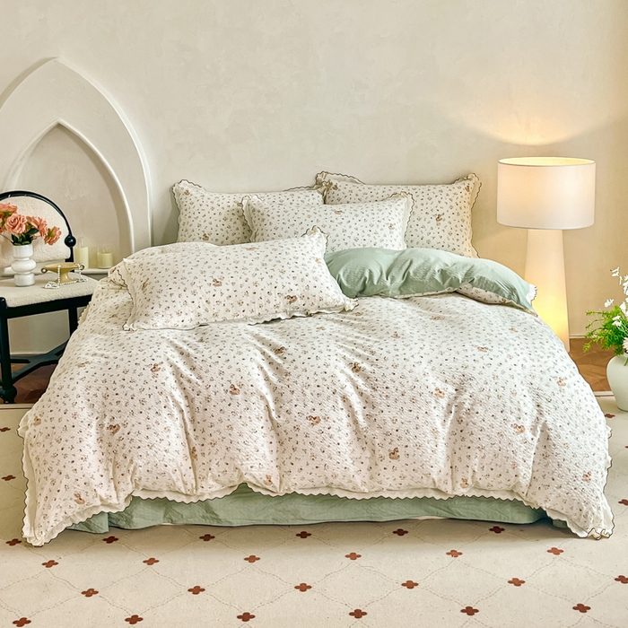 91家纺网 家纺一手货源 找家纺 梦可莱家居 2026新款云朵泡芙棉床盖四件套 木马