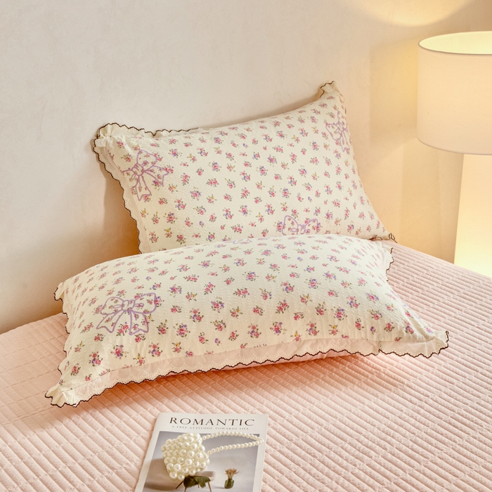 91家纺网 家纺一手货源 找家纺 梦可莱家居 2026新款云朵泡芙棉床盖四件套 蝴蝶结