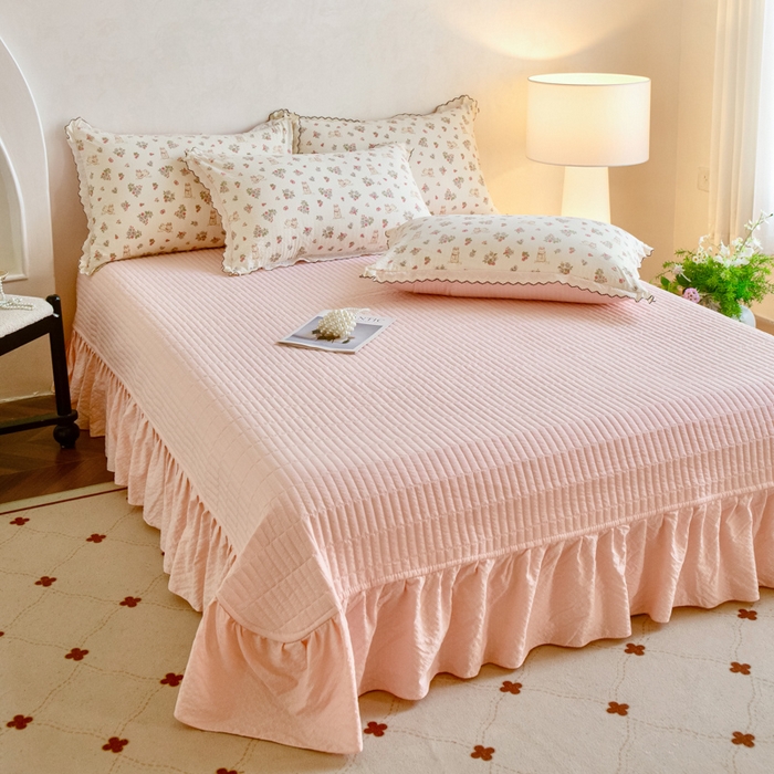 91家纺网 家纺一手货源 找家纺 梦可莱家居 2026新款云朵泡芙棉床盖四件套 幸福兔园