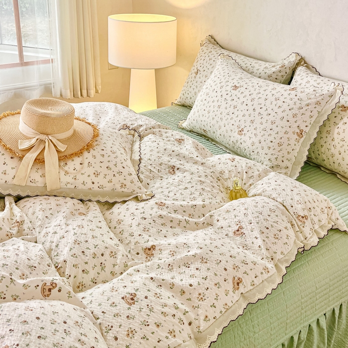 91家纺网 家纺一手货源 找家纺 梦可莱家居 2026新款云朵泡芙棉床盖四件套 木马