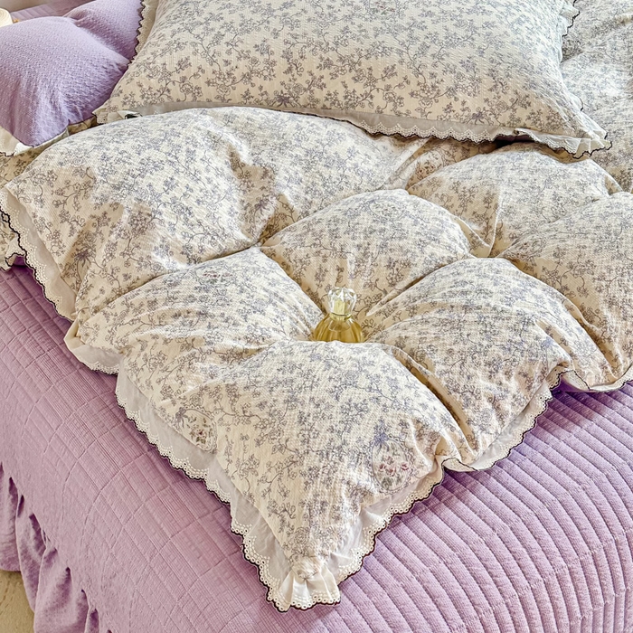 91家纺网 家纺一手货源 找家纺 梦可莱家居 2026新款云朵泡芙棉床盖四件套 紫薇花季