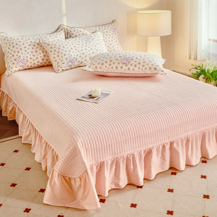 91家纺网 家纺一手货源 找家纺 梦可莱家居 2026新款云朵泡芙棉床盖四件套 蝴蝶结