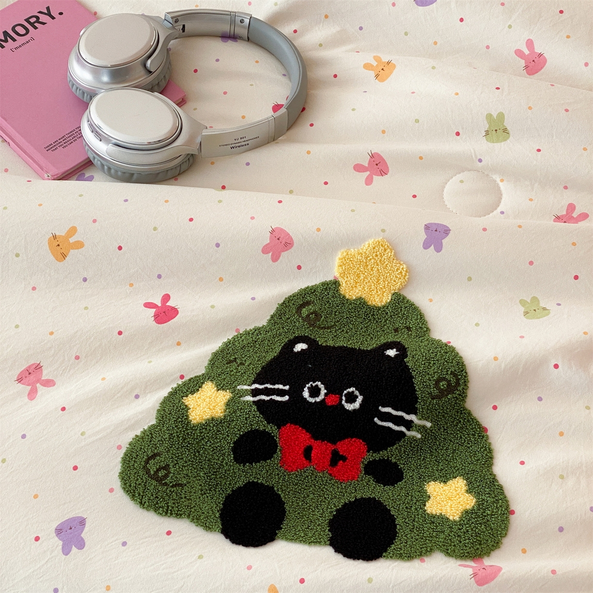 91家纺网 家纺一手货源 找家纺 鸣升家纺 2026新款云朵棉毛巾绣夏被夏凉被空调被 圣诞猫咪