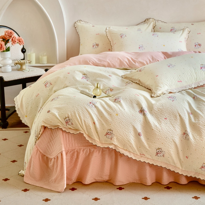 91家纺网 家纺一手货源 找家纺 （总）梦可莱家居 2026新款云朵泡芙棉床盖四件套