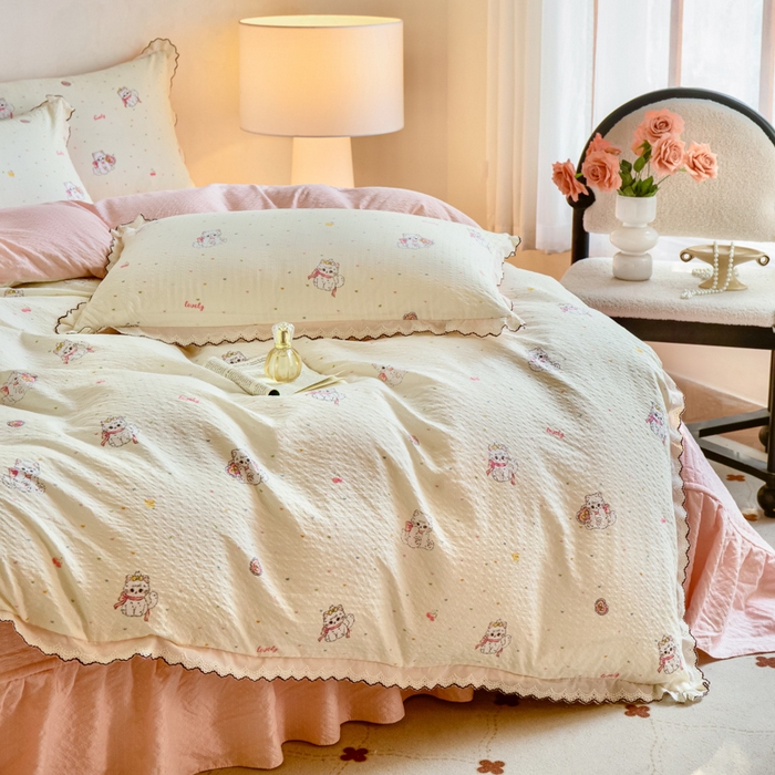 91家纺网 家纺一手货源 找家纺 （总）梦可莱家居 2026新款云朵泡芙棉床盖四件套