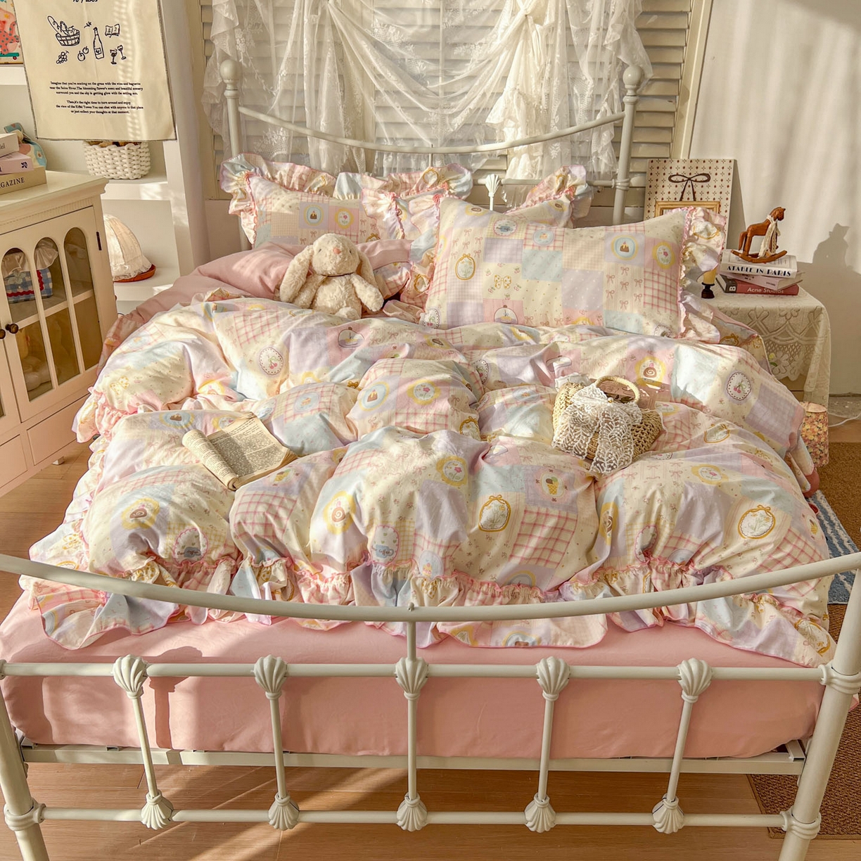 91家纺网 家纺一手货源 找家纺 （总）梵克保罗 2026新款春款古法水洗仿棉云朵棉花边四件套