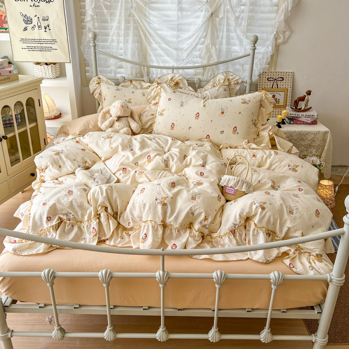 91家纺网 家纺一手货源 找家纺 （总）梵克保罗 2026新款春款古法水洗仿棉云朵棉花边四件套