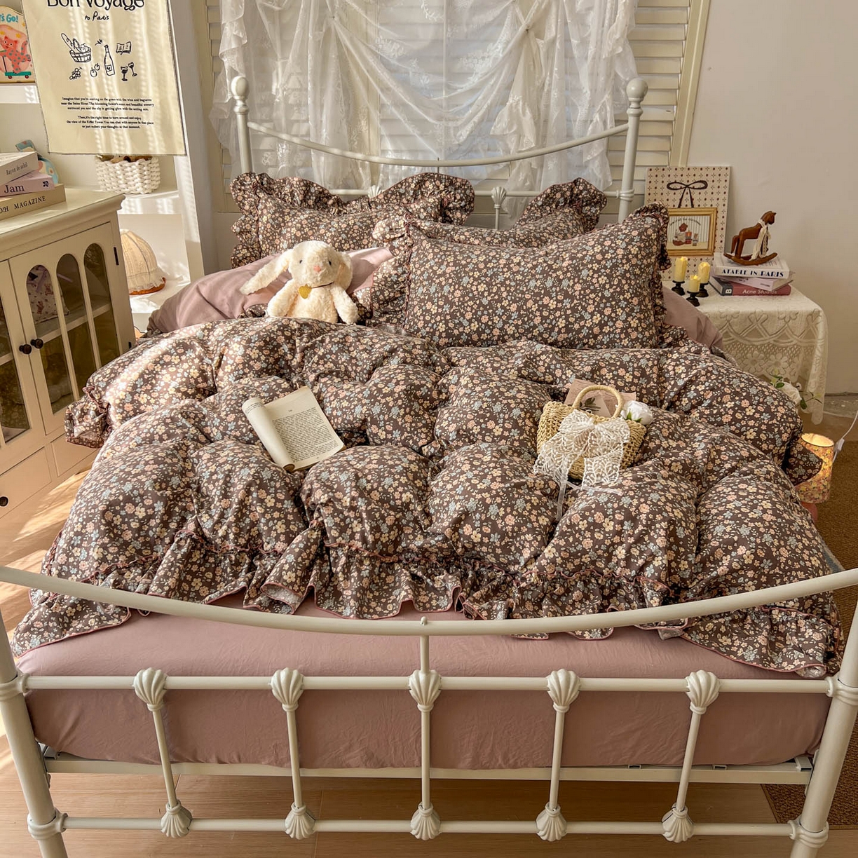 91家纺网 家纺一手货源 找家纺 梵克保罗 2026新款春款古法水洗仿棉云朵棉花边四件套 花序