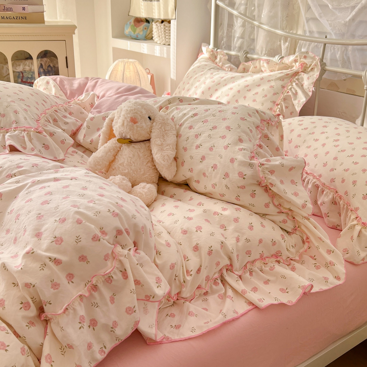 91家纺网 家纺一手货源 找家纺 （总）梵克保罗 2026新款春款古法水洗仿棉云朵棉花边四件套