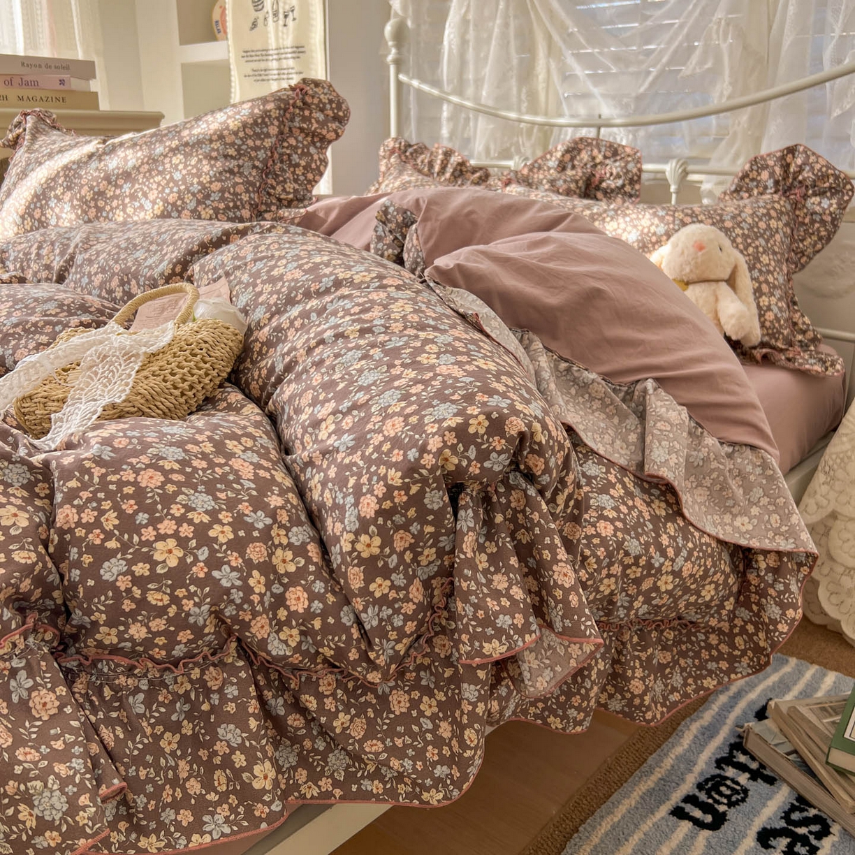 91家纺网 家纺一手货源 找家纺 梵克保罗 2026新款春款古法水洗仿棉云朵棉花边四件套 花序