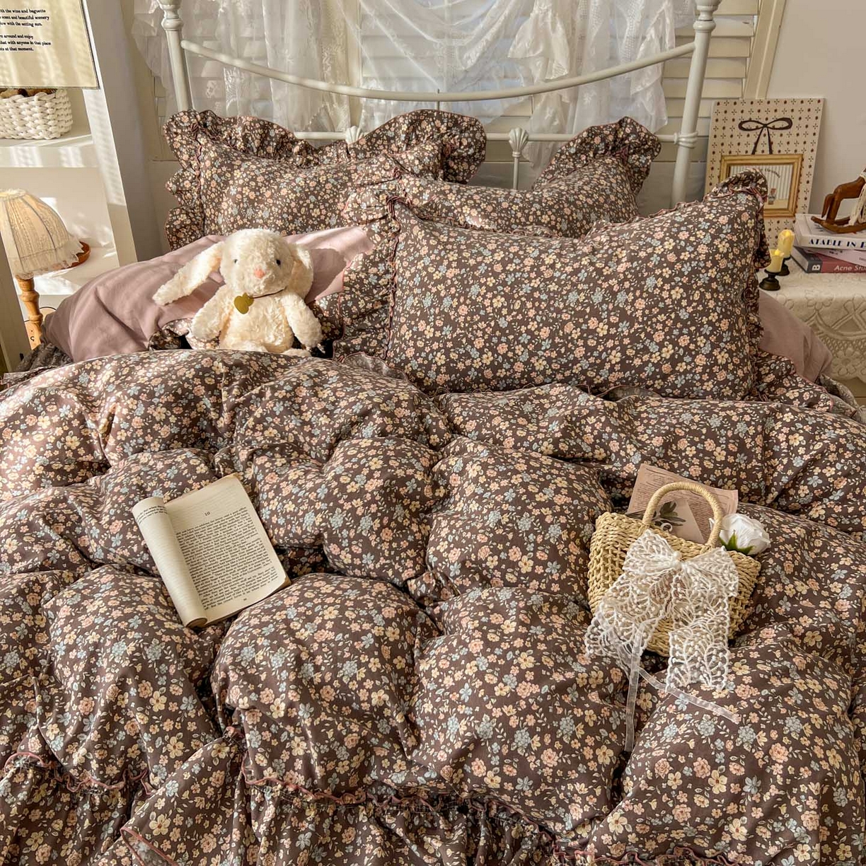 91家纺网 家纺一手货源 找家纺 梵克保罗 2026新款春款古法水洗仿棉云朵棉花边四件套 花序