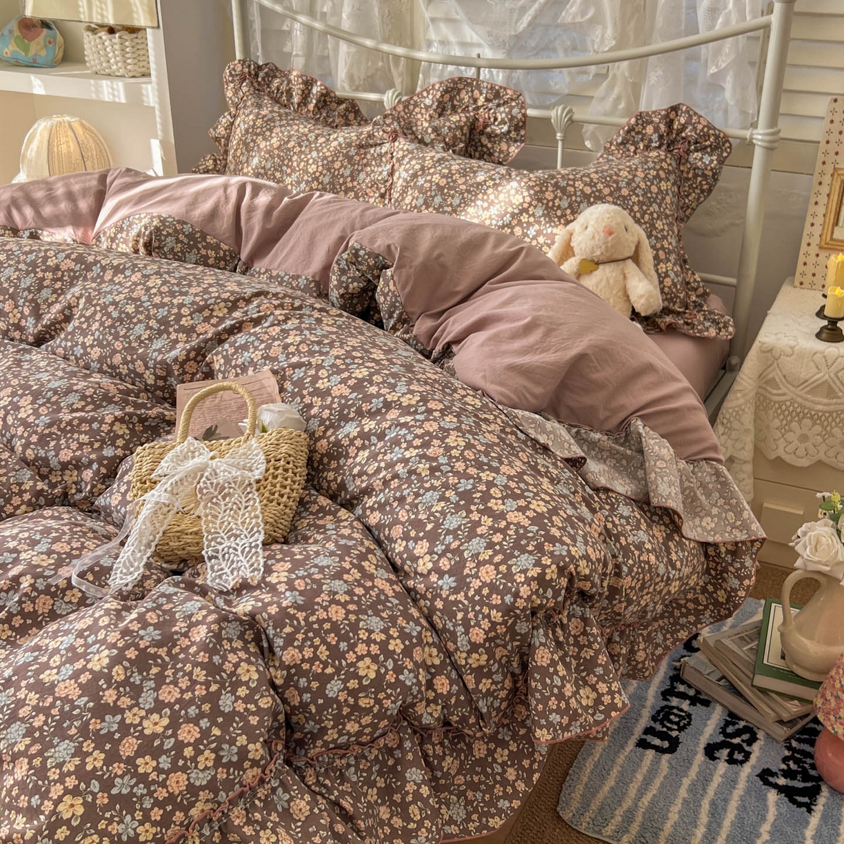 91家纺网 家纺一手货源 找家纺 梵克保罗 2026新款春款古法水洗仿棉云朵棉花边四件套 花序