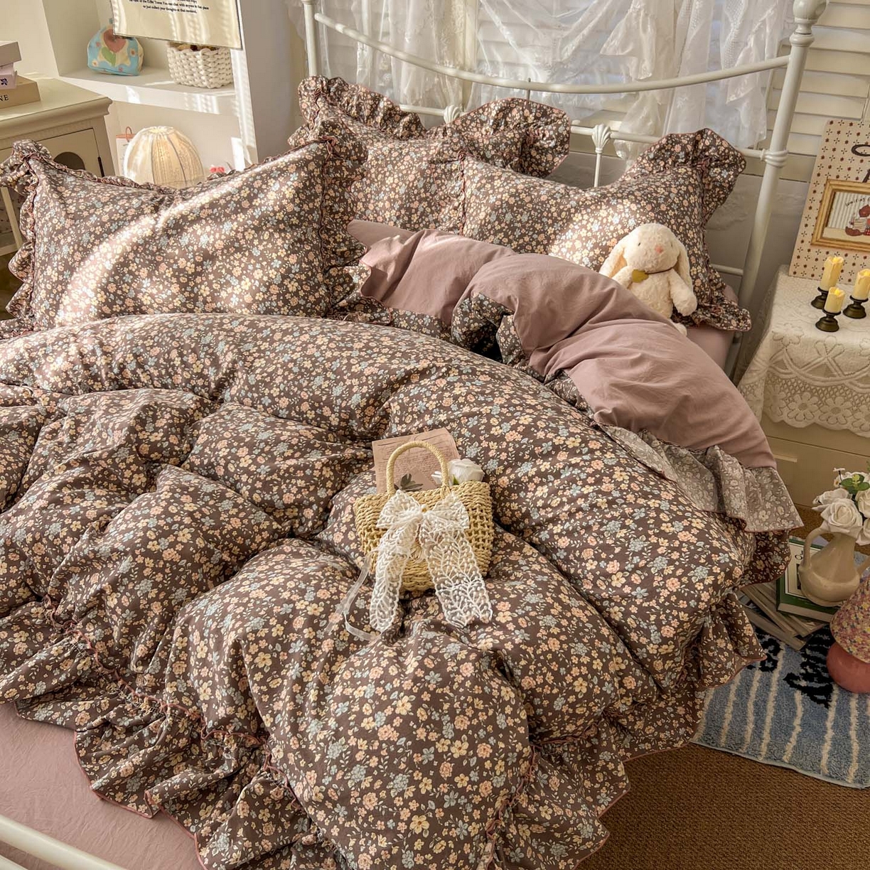 91家纺网 家纺一手货源 找家纺 梵克保罗 2026新款春款古法水洗仿棉云朵棉花边四件套 花序