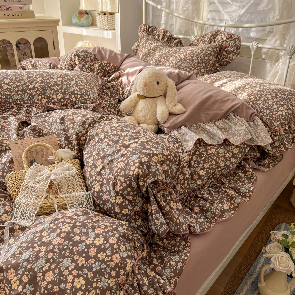 91家纺网 家纺一手货源 找家纺 梵克保罗 2026新款春款古法水洗仿棉云朵棉花边四件套 花序