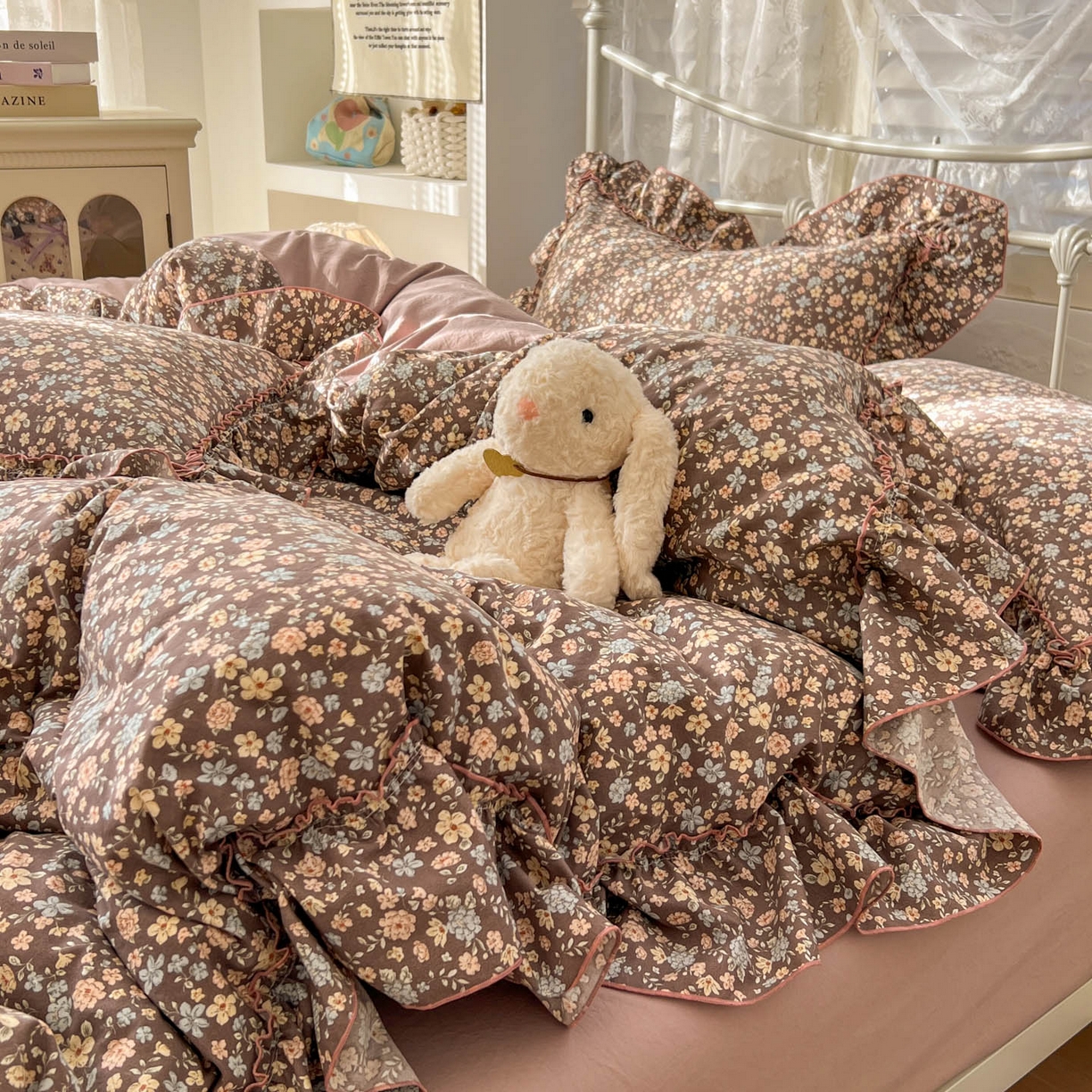 91家纺网 家纺一手货源 找家纺 梵克保罗 2026新款春款古法水洗仿棉云朵棉花边四件套 花序