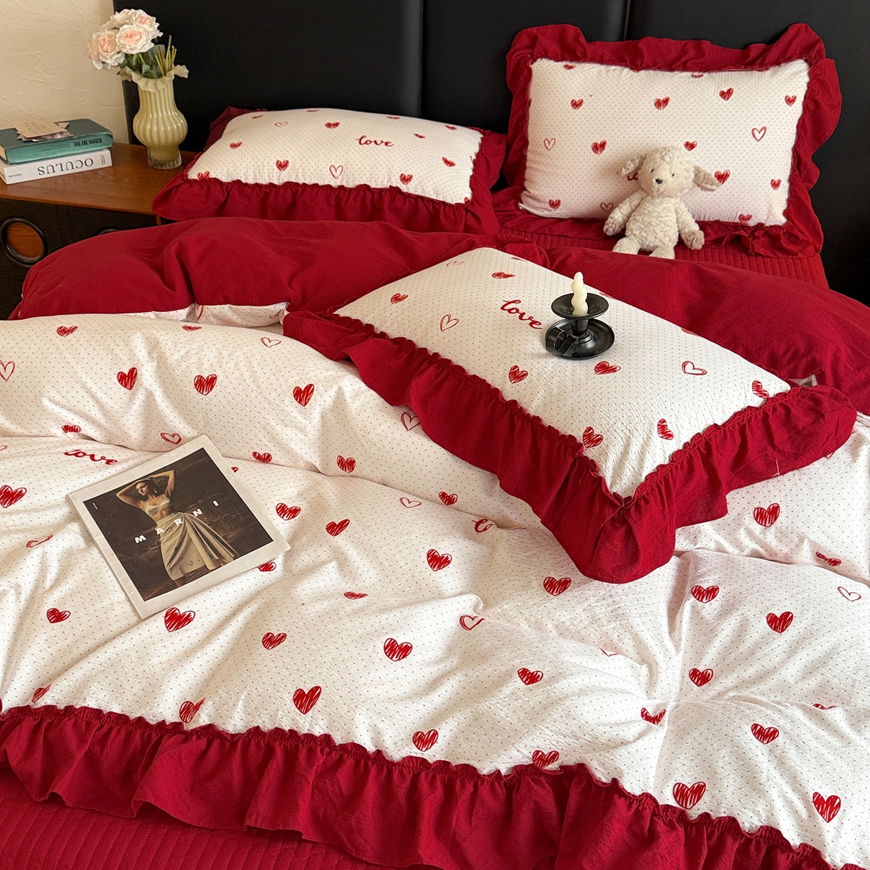 91家纺网 家纺一手货源 找家纺 （总）金梦拉家纺 2026新款云感皱皱纱泡泡纱韩式床盖大花边四件套