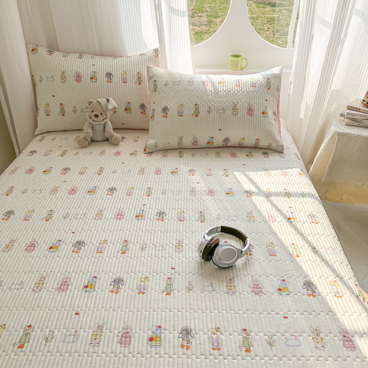 91家纺网 家纺一手货源 找家纺 KA家纺 2026春夏新款全棉印花小清新床盖三件套 第二波 彼得小兔