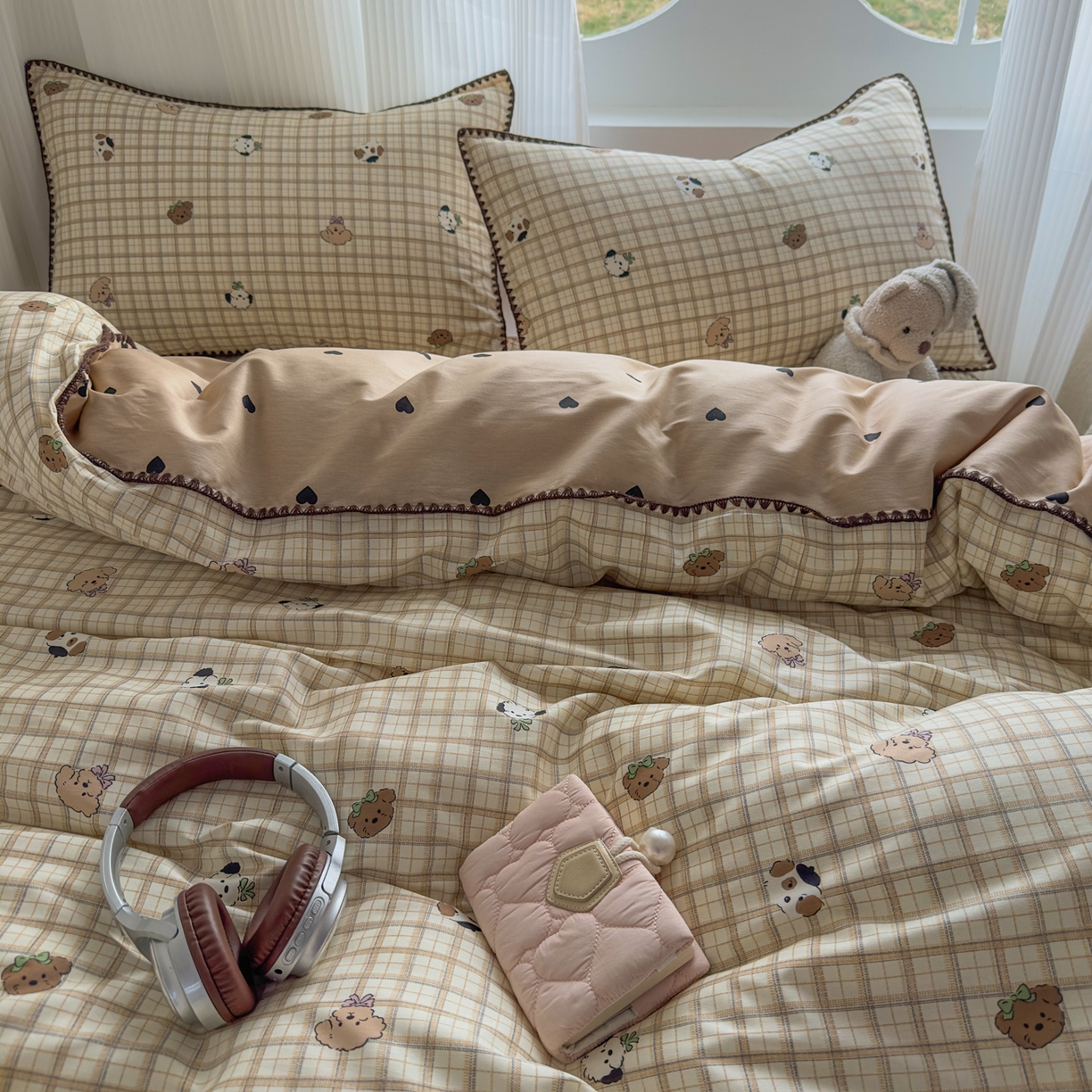 91家纺网 家纺一手货源 找家纺 （总）KA家纺 2026春夏新款全棉纯棉床盖款卡通印花贝壳边四件套