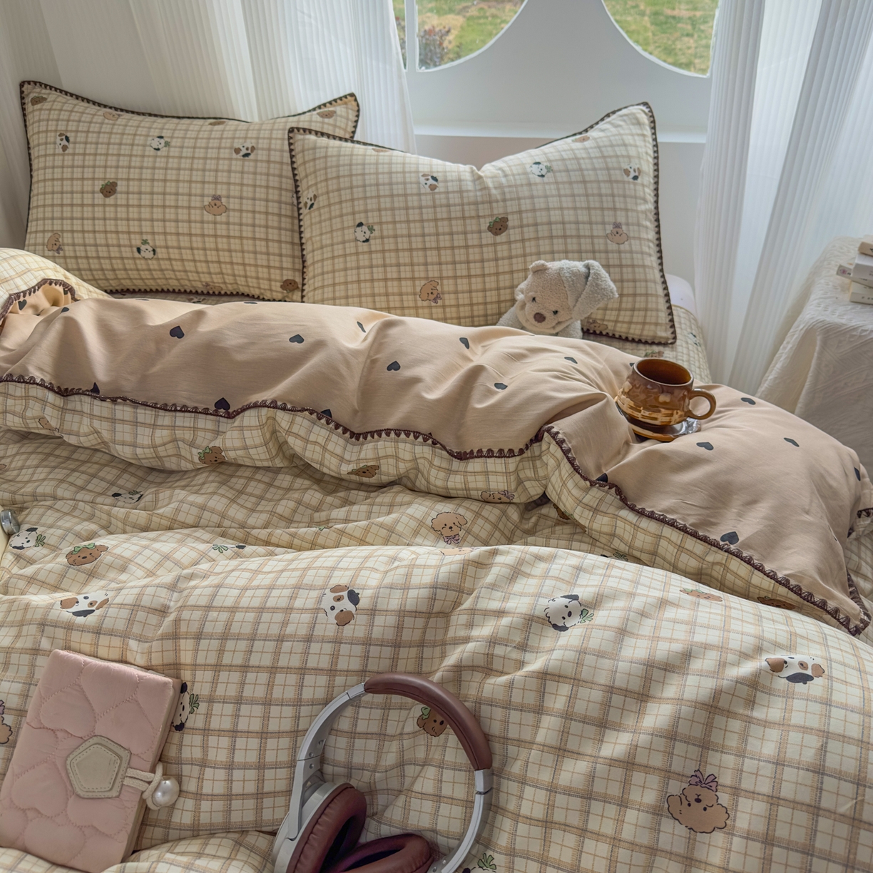 91家纺网 家纺一手货源 找家纺 （总）KA家纺 2026春夏新款全棉纯棉床盖款卡通印花贝壳边四件套