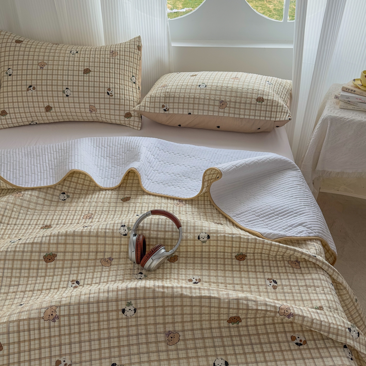 91家纺网 家纺一手货源 找家纺 （总）KA家纺 2026春夏新款全棉纯棉床盖款卡通印花贝壳边四件套