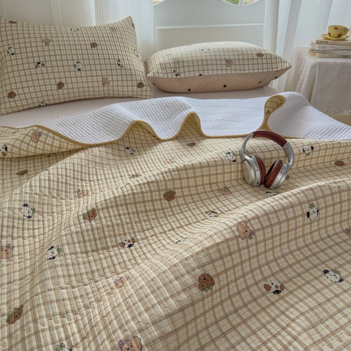 91家纺网 家纺一手货源 找家纺 （总）KA家纺 2026春夏新款全棉纯棉床盖款卡通印花贝壳边四件套