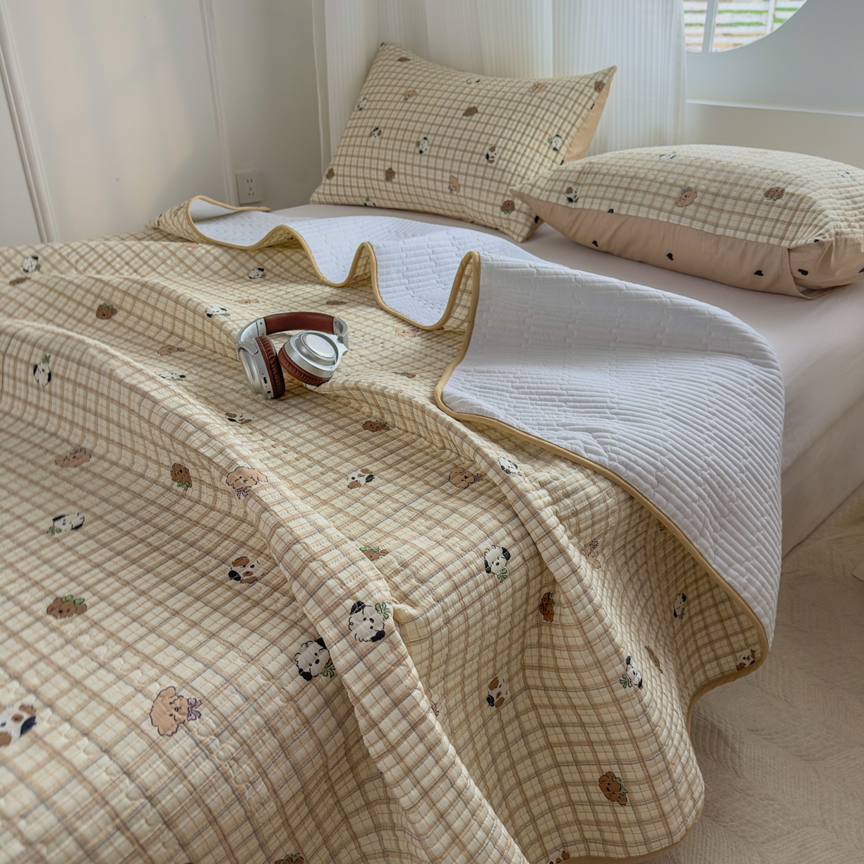 91家纺网 家纺一手货源 找家纺 （总）KA家纺 2026春夏新款全棉纯棉床盖款卡通印花贝壳边四件套