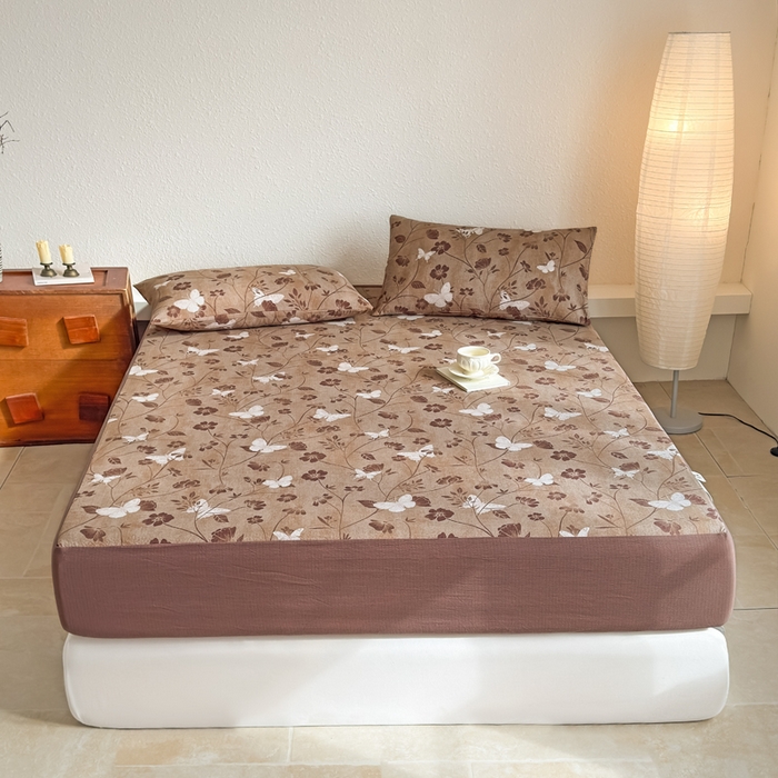 91家纺网 家纺一手货源 找家纺 （总）三悦四季 2026新款A类亚麻皱皱纱床笠双层纱床笠三件套四季款