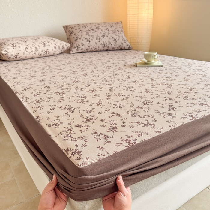 91家纺网 家纺一手货源 找家纺 三悦四季 2026新款A类亚麻皱皱纱床笠双层纱床笠三件套四季款 栗花漫野