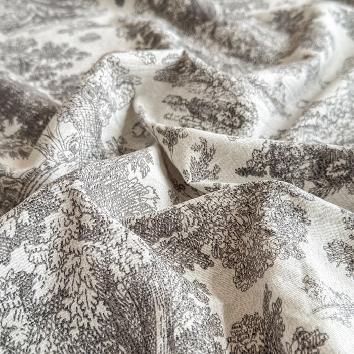 91家纺网 家纺一手货源 找家纺 三悦四季 2026新款A类亚麻皱皱纱床笠双层纱床笠三件套四季款 林间絮语