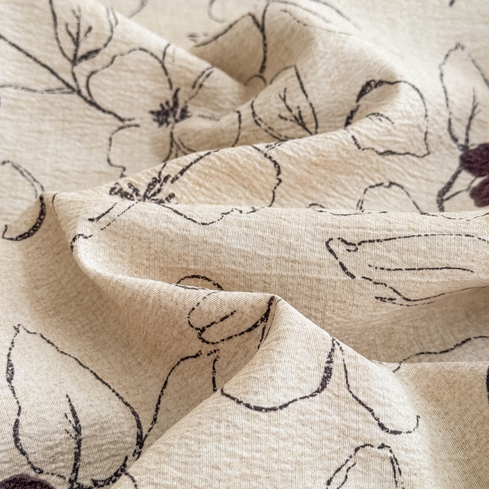 91家纺网 家纺一手货源 找家纺 三悦四季 2026新款A类亚麻皱皱纱床笠双层纱床笠三件套四季款 墨花织影