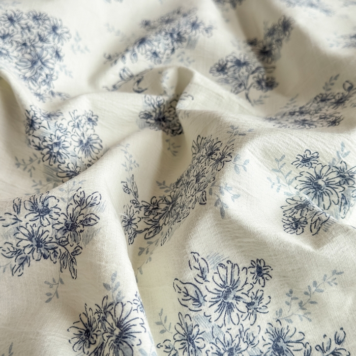 91家纺网 家纺一手货源 找家纺 三悦四季 2026新款A类亚麻皱皱纱床笠双层纱床笠三件套四季款 浅青花雾