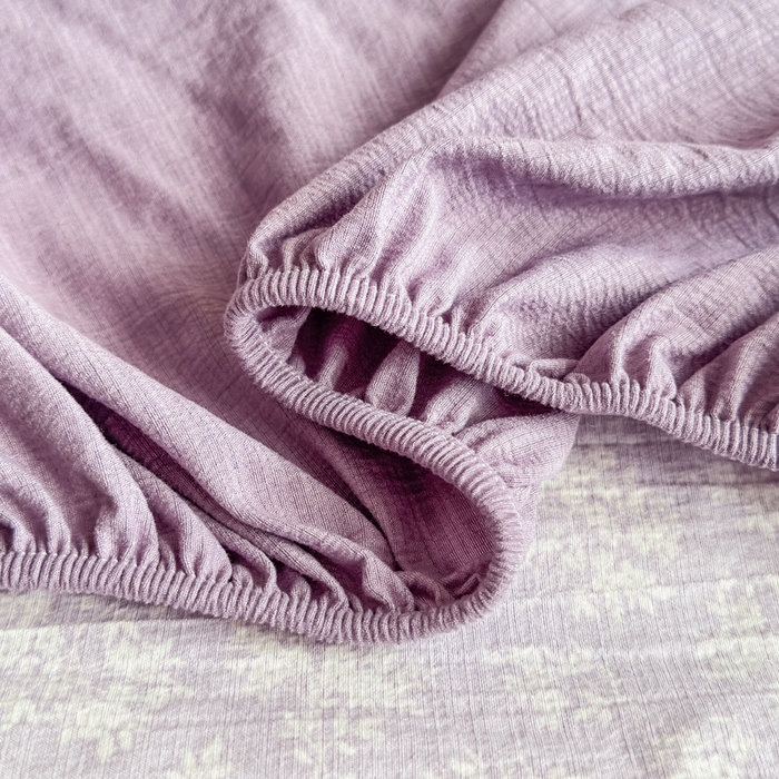 91家纺网 家纺一手货源 找家纺 三悦四季 2026新款A类亚麻皱皱纱床笠双层纱床笠三件套四季款 薰衣漫野