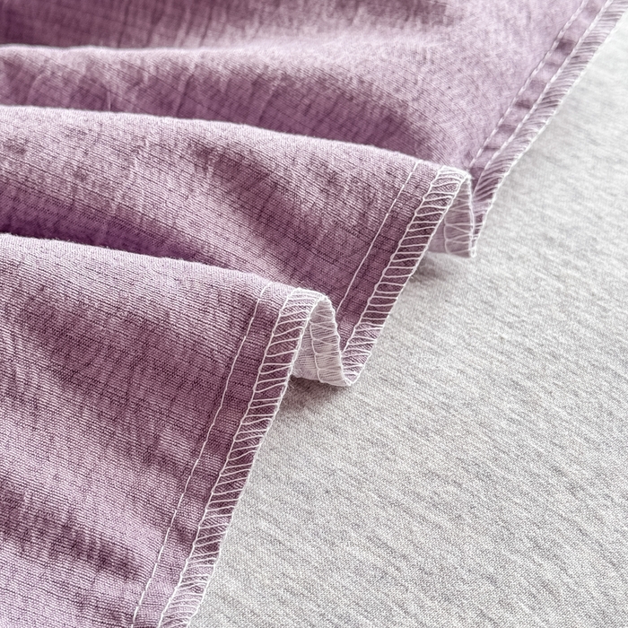 91家纺网 家纺一手货源 找家纺 三悦四季 2026新款A类亚麻皱皱纱床笠双层纱床笠三件套四季款 薰衣漫野