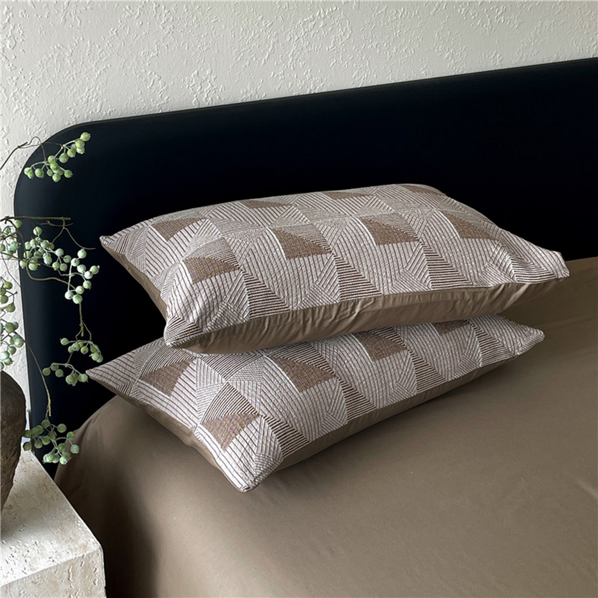 91家纺网 家纺一手货源 找家纺 琪格格纺织 2026新款纯棉纯棉色织肌理纹提花华夫格纯棉轻奢简约款四件套 柏林-雪茄棕